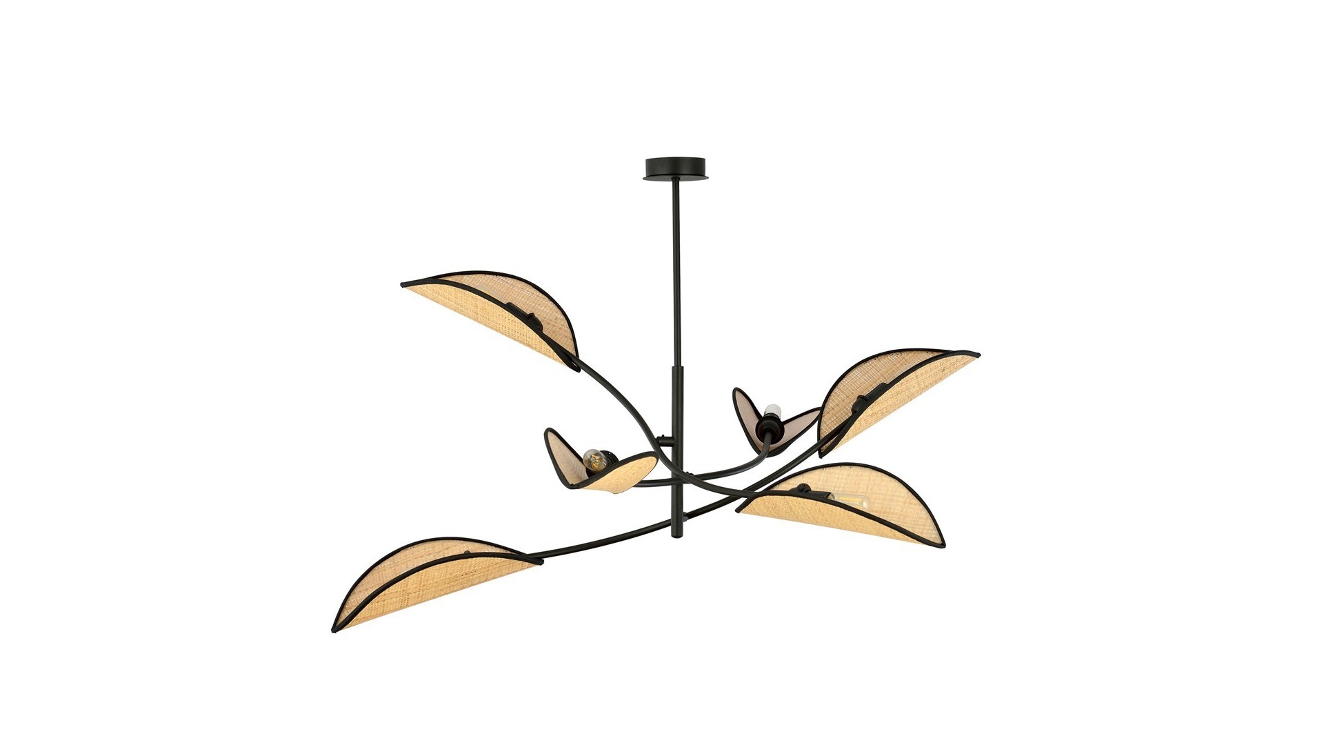 LAMPA SUFITOWA LOTUS 6-PUNKTOWA CZARNA/RATTANOWA EMIBIG
