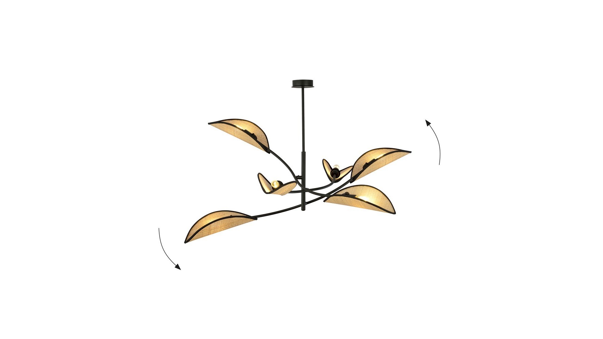 LAMPA SUFITOWA LOTUS 6-PUNKTOWA CZARNA/RATTANOWA EMIBIG
