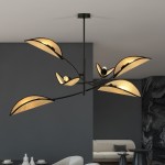 LAMPA SUFITOWA LOTUS 6-PUNKTOWA CZARNA/RATTANOWA EMIBIG