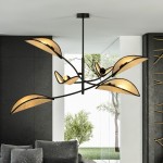 LAMPA SUFITOWA LOTUS 6-PUNKTOWA CZARNA/RATTANOWA EMIBIG