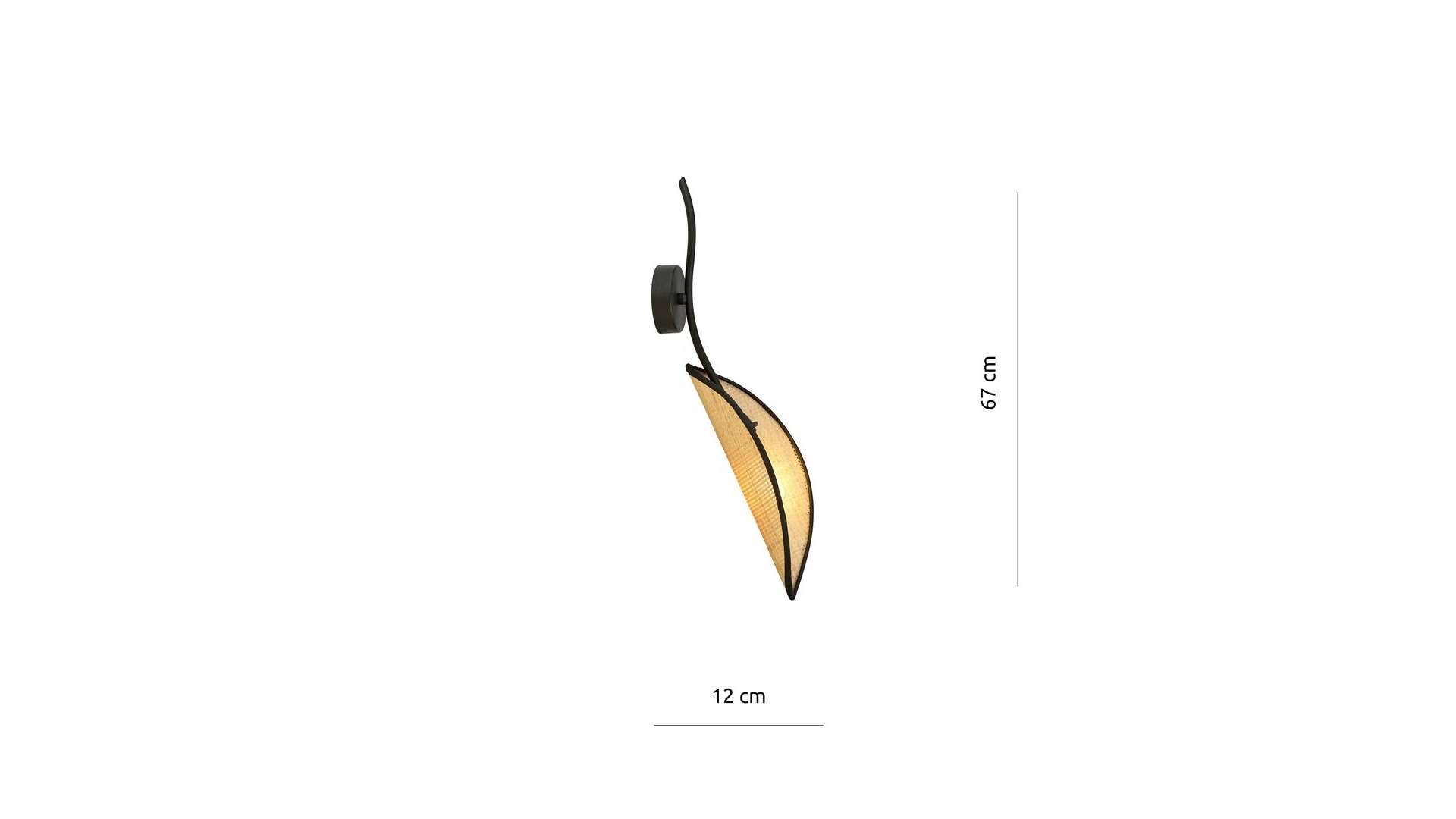KINKIET LAMPA ŚCIENNA LOTUS K1 CZARNA/RATTANOWA EMIBIG