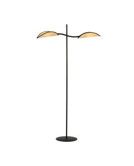 LAMPA PODŁOGOWA STOJĄCA LOTUS LP2 CZARNA/RATTANOWA EMIBIG