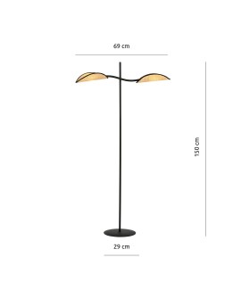 LAMPA PODŁOGOWA STOJĄCA LOTUS LP2 CZARNA/RATTANOWA EMIBIG