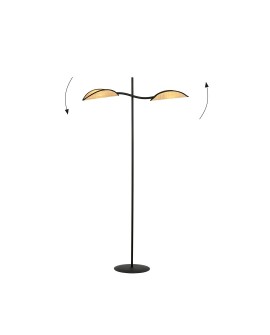 LAMPA PODŁOGOWA STOJĄCA LOTUS LP2 CZARNA/RATTANOWA EMIBIG