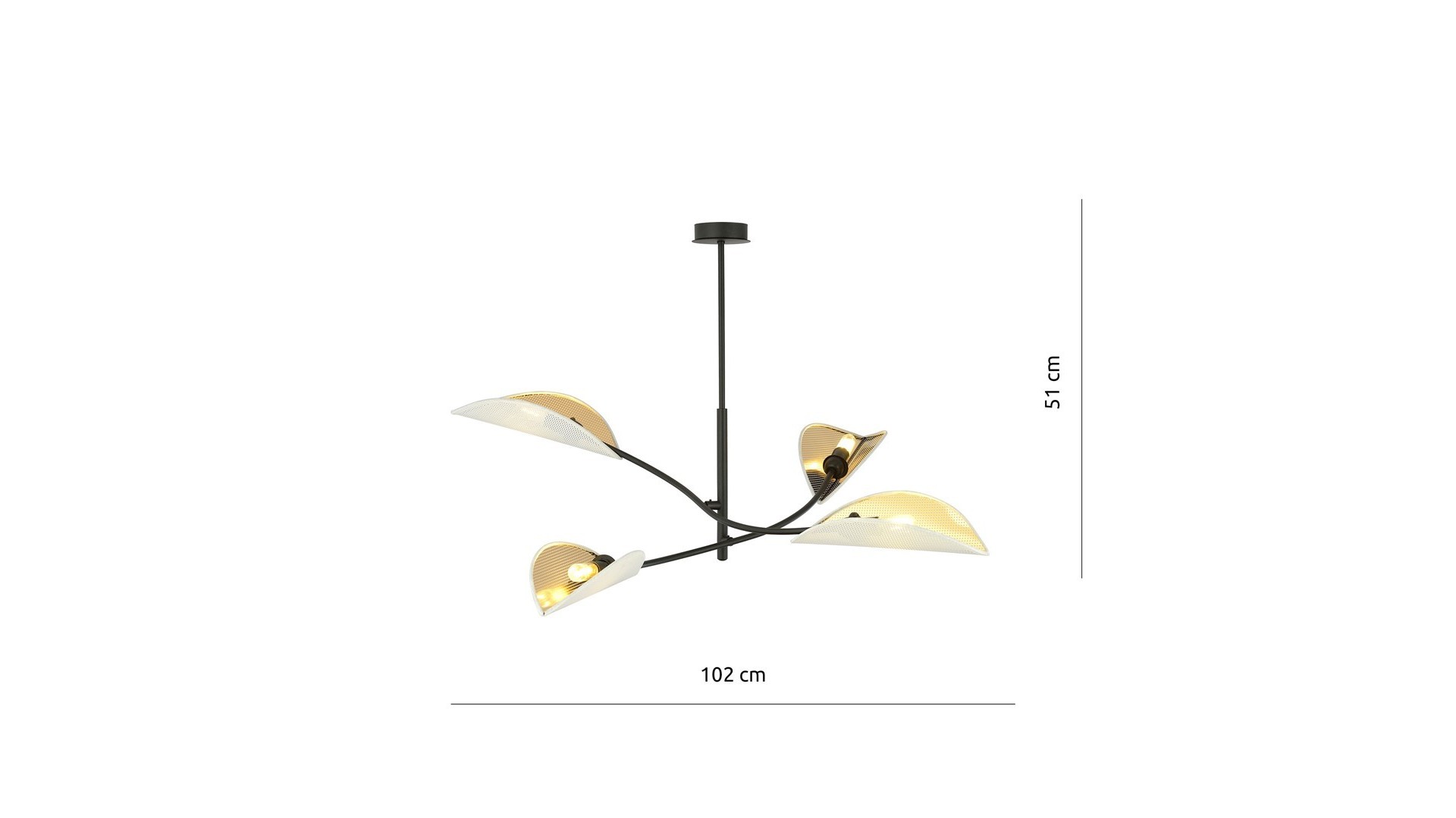 LAMPA SUFITOWA LOTUS 4-PUNKTOWA BIAŁA/ZŁOTA EMIBIG