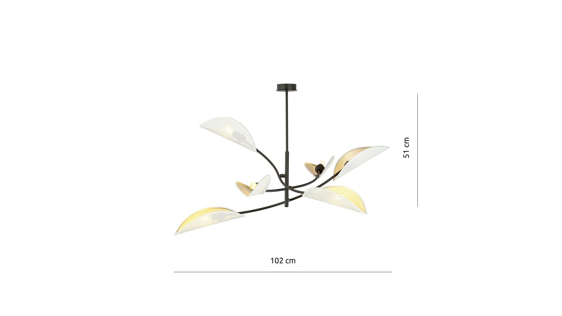 LAMPA SUFITOWA LOTUS 6-PUNKTOWA BIAŁA/ZŁOTA EMIBIG