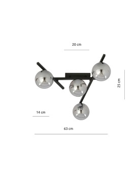 LAMPA SUFITOWA SMART 4-PUNKTOWA CZARNA/GRAFITOWA EMIBIG