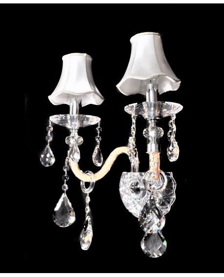 LAMPA ŚCIENNA KINKIET KRYSZTAŁOWY SREBRNY DENICA W2