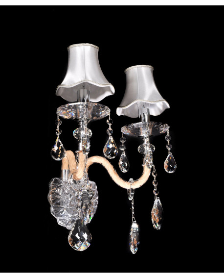 LAMPA ŚCIENNA KINKIET KRYSZTAŁOWY SREBRNY DENICA W2