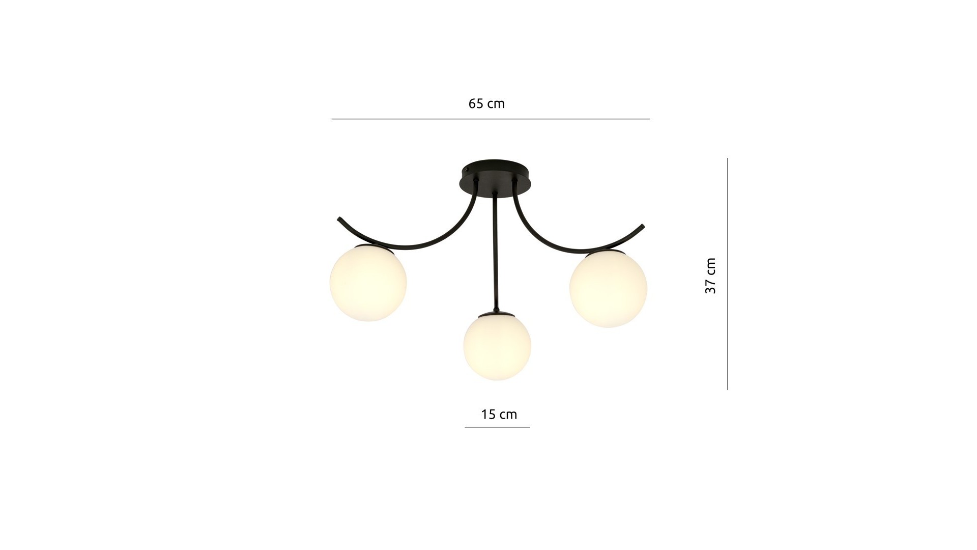 LAMPA SUFITOWA BOSTON 3-PUNKTOWA CZARNA/BIAŁE KULE EMIBIG