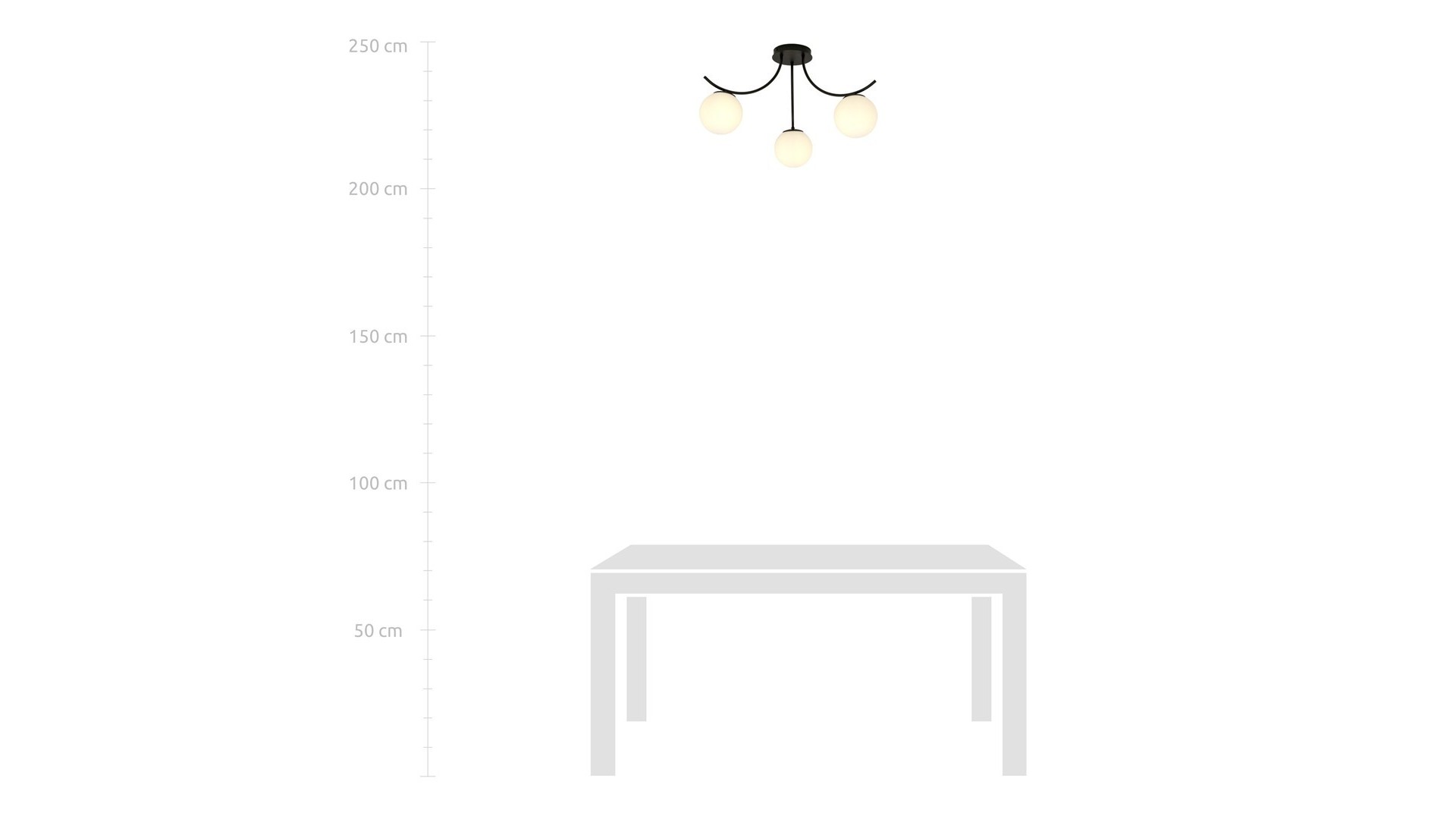 LAMPA SUFITOWA BOSTON 3-PUNKTOWA CZARNA/BIAŁE KULE EMIBIG