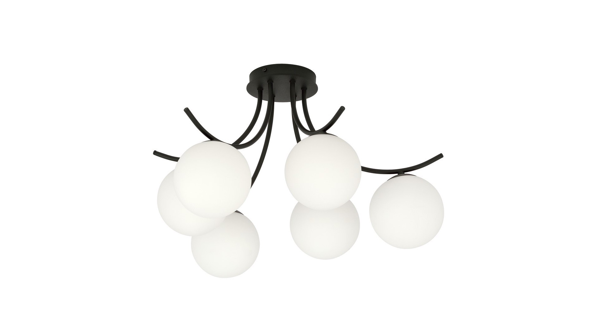 LAMPA SUFITOWA BOSTON 6-PUNKTOWA CZARNA/BIAŁE KULE EMIBIG