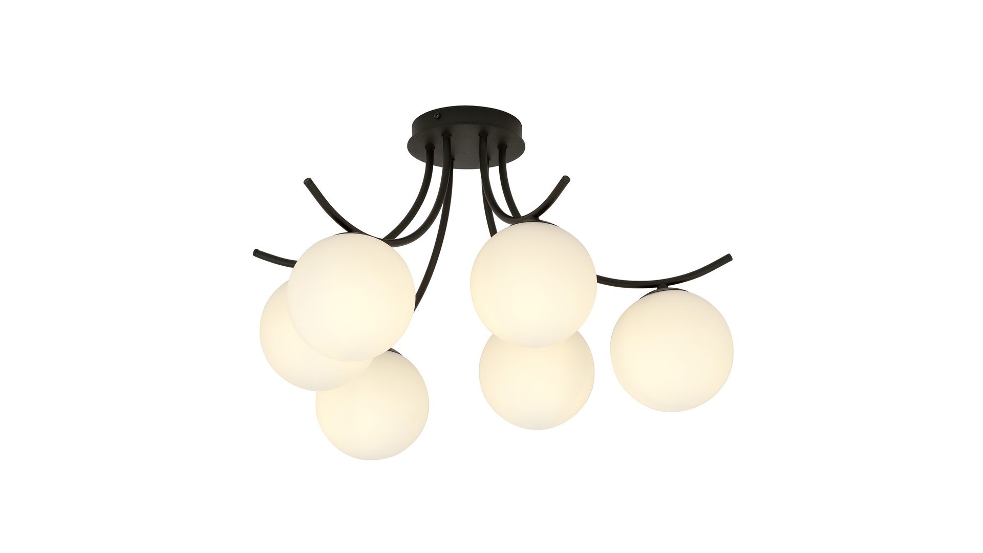 LAMPA SUFITOWA BOSTON 6-PUNKTOWA CZARNA/BIAŁE KULE EMIBIG