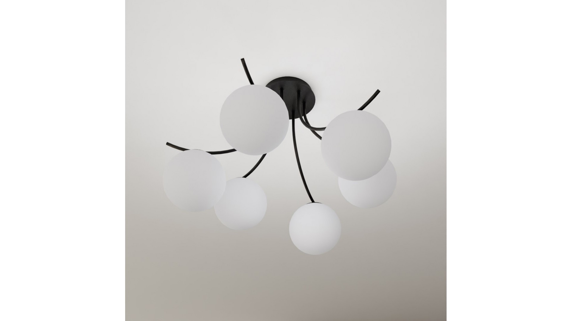 LAMPA SUFITOWA BOSTON 6-PUNKTOWA CZARNA/BIAŁE KULE EMIBIG