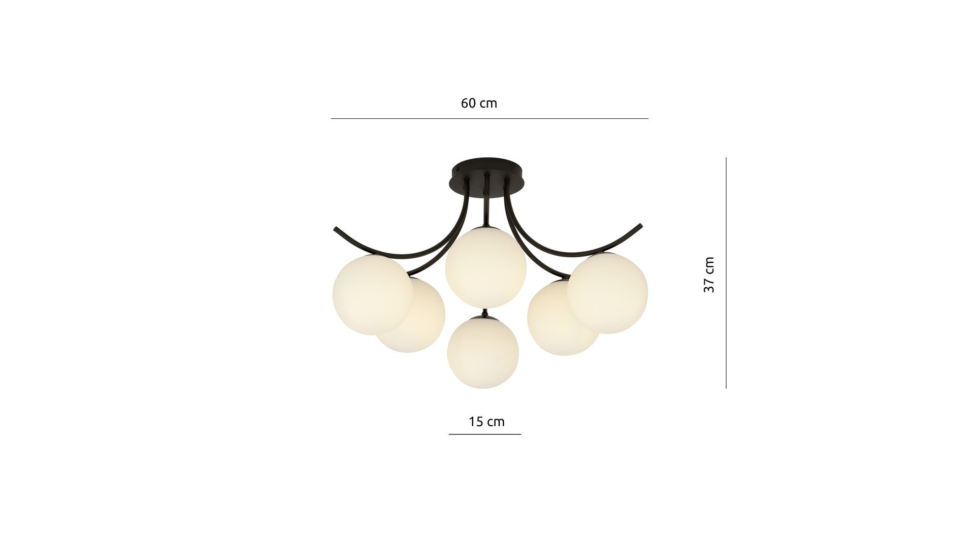 LAMPA SUFITOWA BOSTON 6-PUNKTOWA CZARNA/BIAŁE KULE EMIBIG