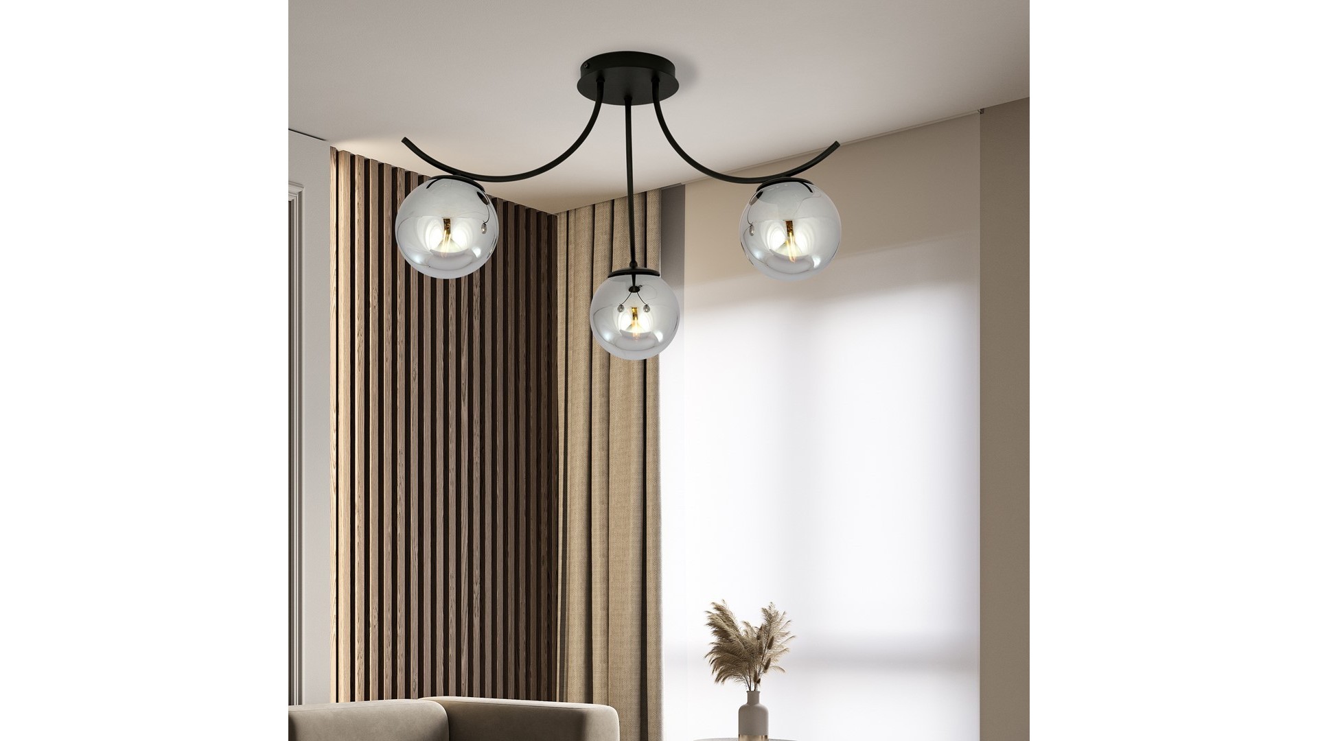 LAMPA SUFITOWA BOSTON 3-PUNKTOWA CZARNA/GRAFITOWA EMIBIG
