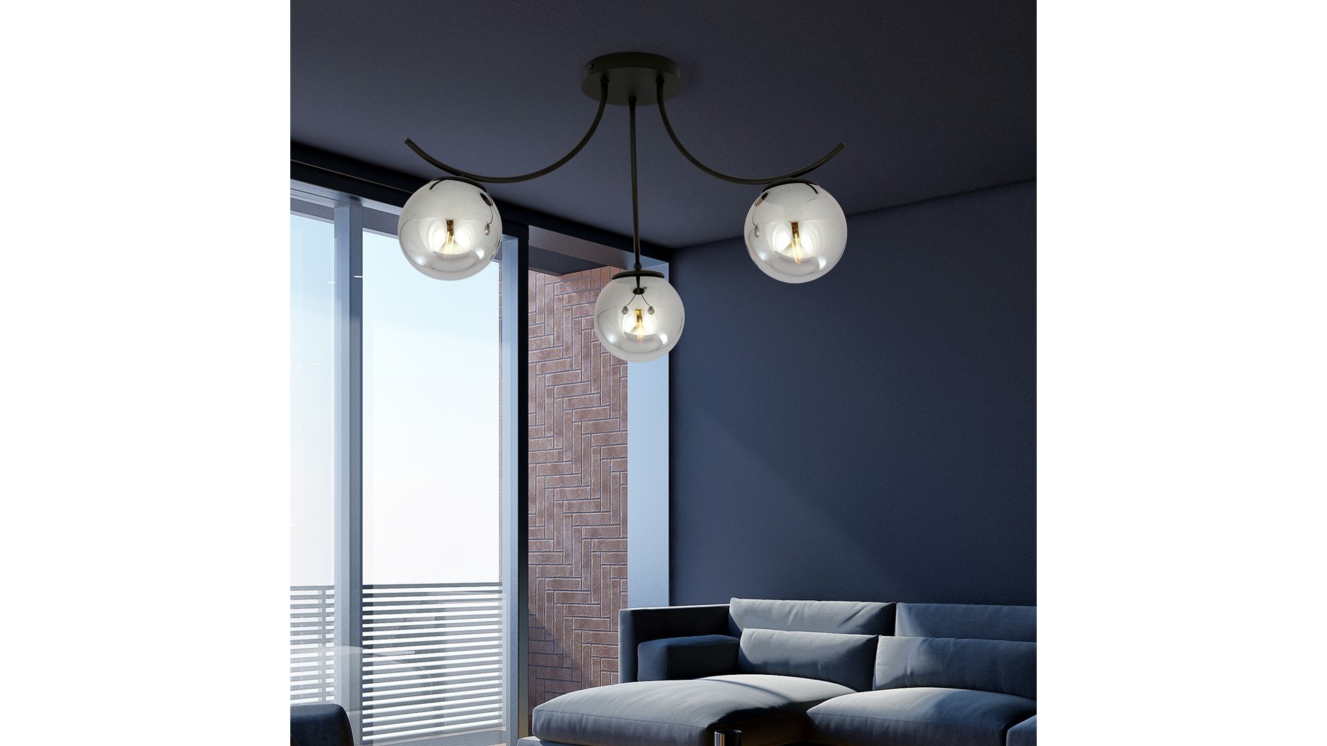 LAMPA SUFITOWA BOSTON 3-PUNKTOWA CZARNA/GRAFITOWA EMIBIG