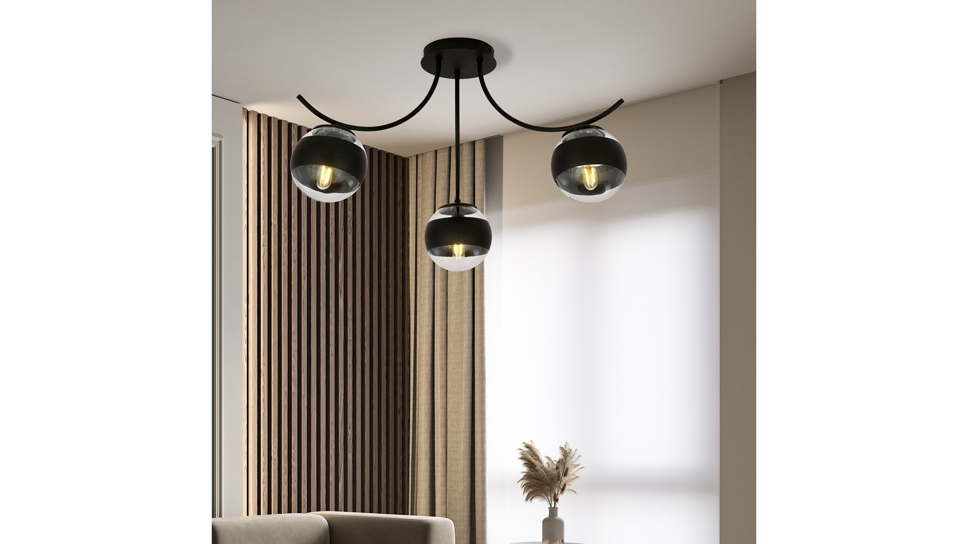 LAMPA SUFITOWA BOSTON 3-PUNKTOWA CZARNA/STRIPE EMIBIG