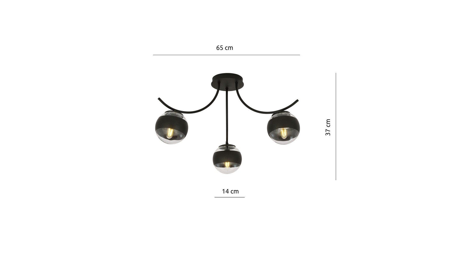 LAMPA SUFITOWA BOSTON 3-PUNKTOWA CZARNA/STRIPE EMIBIG