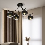 LAMPA SUFITOWA BOSTON 4-PUNKTOWA CZARNA/STRIPE EMIBIG