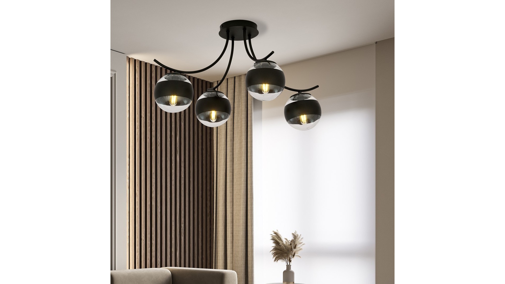 LAMPA SUFITOWA BOSTON 4-PUNKTOWA CZARNA/STRIPE EMIBIG
