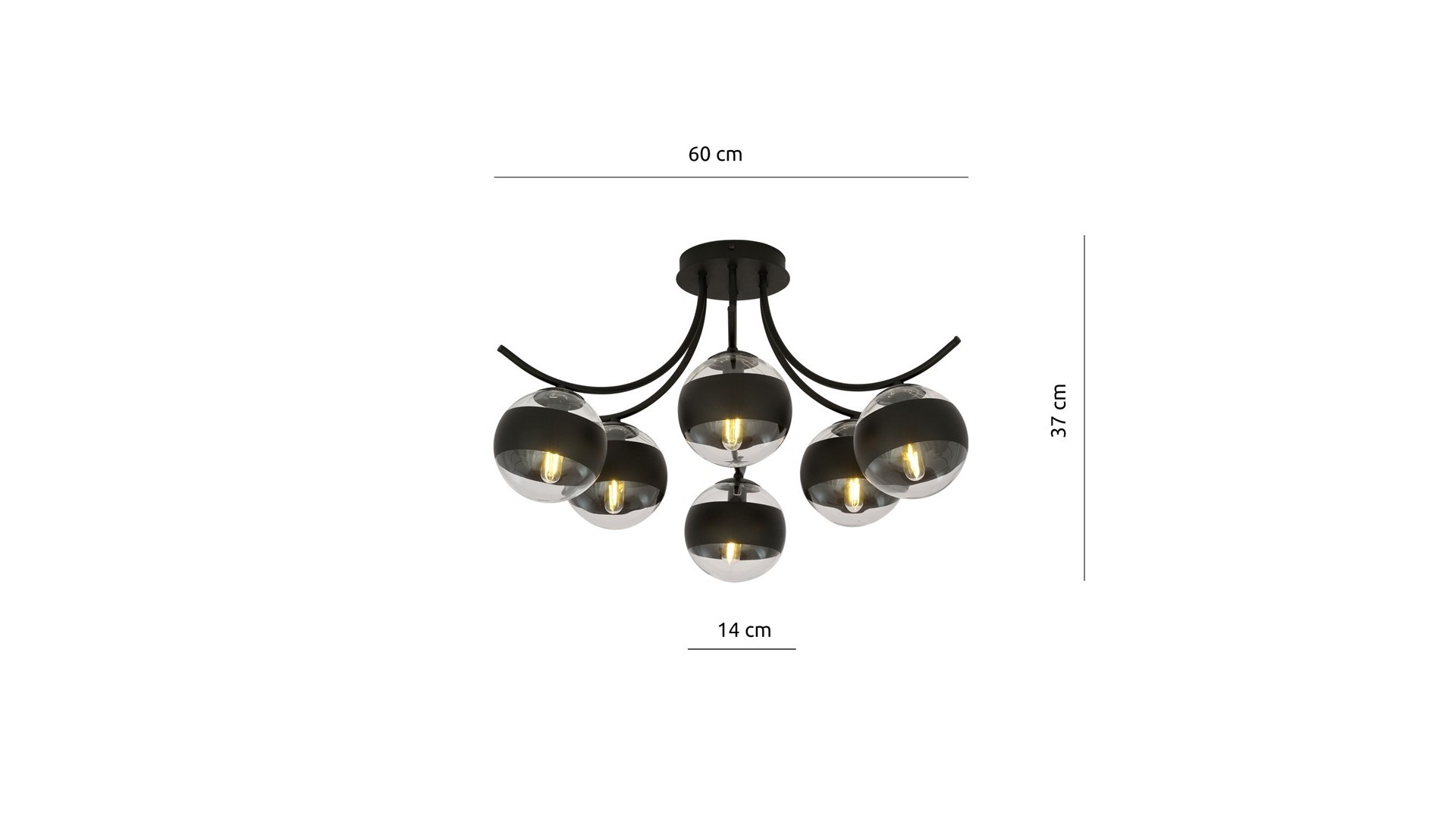 LAMPA SUFITOWA BOSTON 6-PUNKTOWA CZARNA/STRIPE EMIBIG
