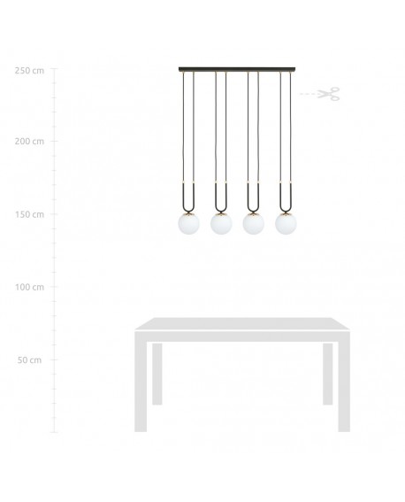 LAMPA WISZĄCA GLAM 4 CZARNA BIAŁE KULE EMIBIG