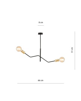 LAMPA SUFITOWA BOLT 2-PUNKTOWA CZARNA ZŁOTA EMIBIG