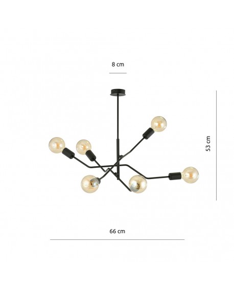 LAMPA SUFITOWA FRIX 6-PUNKTOWA CZARNA EMIBIG