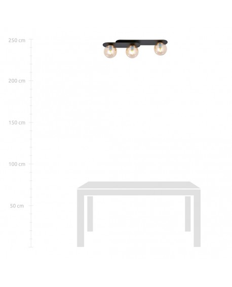 LAMPA SUFITOWA PLAZA 3-PUNKTOWA CZARNA/MIODOWA EMIBIG