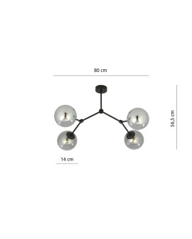 LAMPA SUFITOWA SPACE 4-PUNKTOWA CZARNA/GRAFITOWA EMIBIG