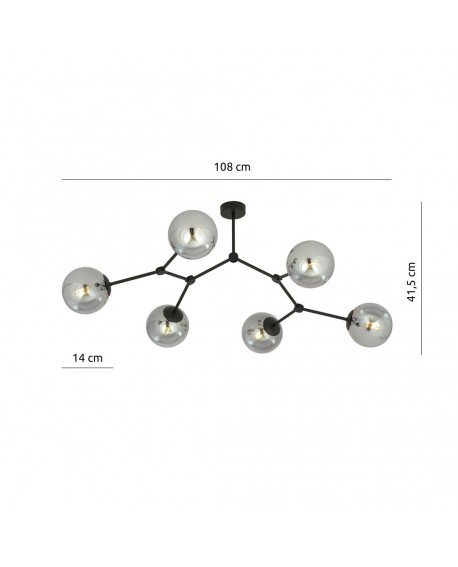 LAMPA SUFITOWA SPACE 6-PUNKTOWA CZARNA/GRAFITOWA EMIBIG
