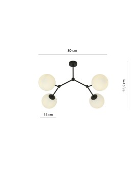 LAMPA SUFITOWA SPACE 4-PUNKTOWA CZARNA/BIAŁE KULE EMIBIG