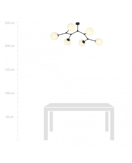 LAMPA SUFITOWA SPACE 6-PUNKTOWA CZARNA/BIAŁE KULE EMIBIG