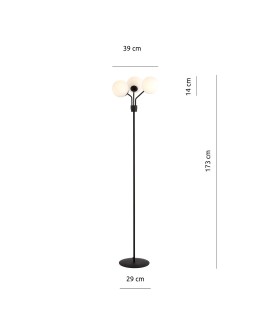 LAMPA PODŁOGOWA STOJĄCA NOVA LP3 CZARNA/BIAŁE KULE EMIBIG