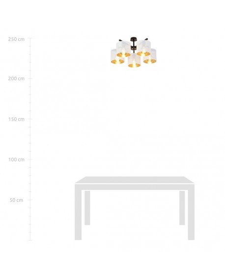 LAMPA SUFITOWA JORDAN 5-PUNKTOWA BIAŁA/ZŁOTA EMIBIG