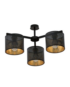 LAMPA SUFITOWA JORDAN 3-PUNKTOWA CZARNA/ZŁOTA EMIBIG