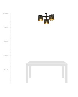 LAMPA SUFITOWA JORDAN 3-PUNKTOWA CZARNA/ZŁOTA EMIBIG