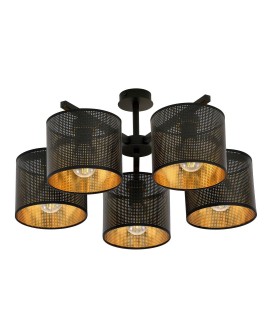 LAMPA SUFITOWA JORDAN 5-PUNKTOWA CZARNA/ZŁOTA EMIBIG