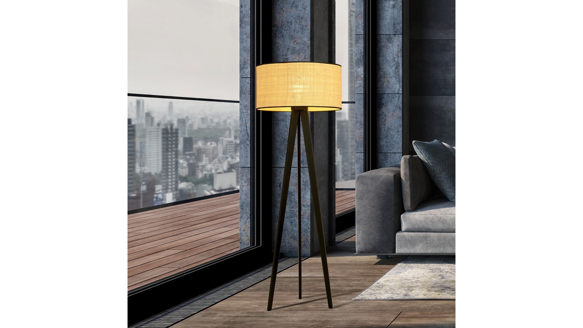 LAMPA PODŁOGOWA STOJĄCA ASTON LP1 RATTANOWA EMIBIG
