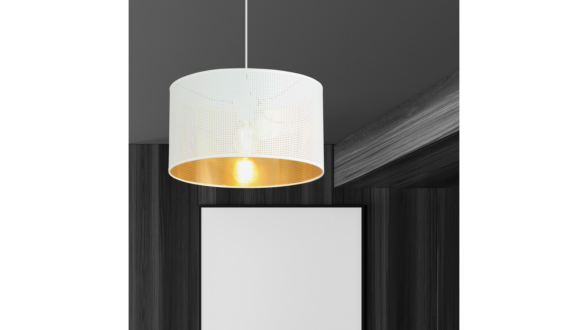 LAMPA WISZĄCA ASTON 1 BIAŁA ZŁOTA EMIBIG