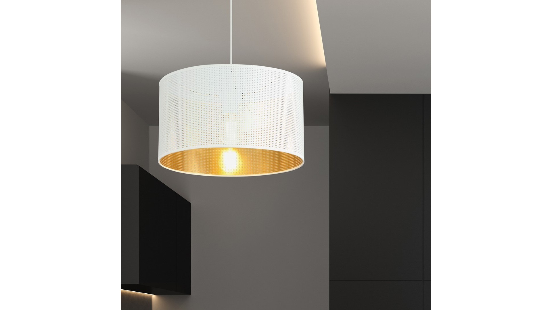 LAMPA WISZĄCA ASTON 1 BIAŁA ZŁOTA EMIBIG