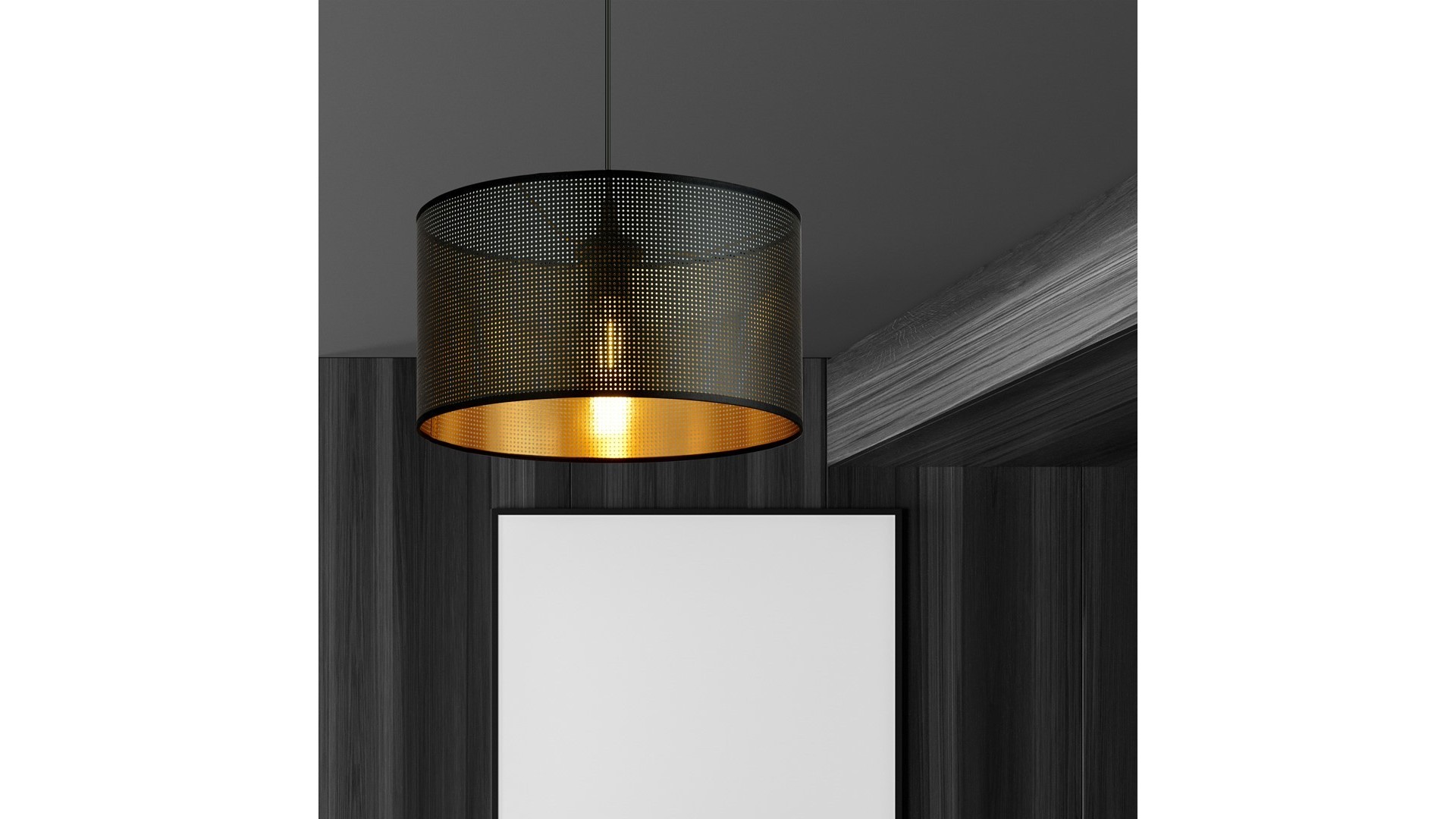 LAMPA WISZĄCA ASTON 1 CZARNA ZŁOTA EMIBIG