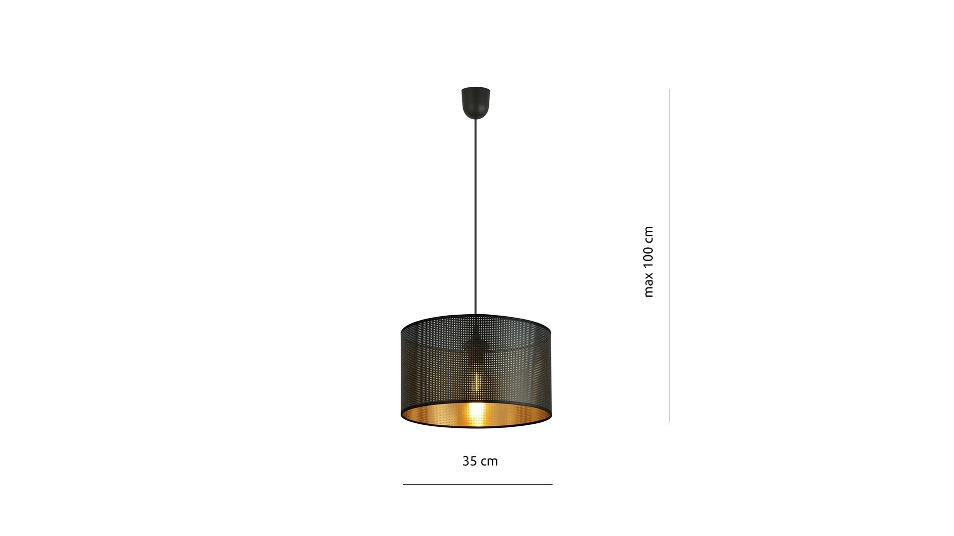 LAMPA WISZĄCA ASTON 1 CZARNA ZŁOTA EMIBIG
