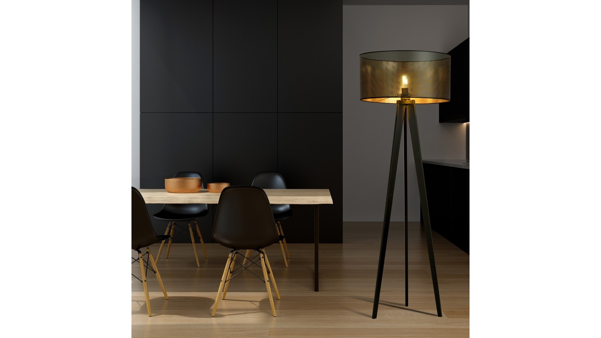 LAMPA PODŁOGOWA STOJĄCA ASTON LP1 CZARNA/ZŁOTA EMIBIG