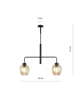 LAMPA SUFITOWA LUKKA 2-PUNKTOWA CZARNA/BURSZTYNOWA EMIBIG