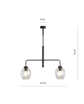 LAMPA SUFITOWA LUKKA 2-PUNKTOWA CZARNA/PRZEZROCZYSTA EMIBIG