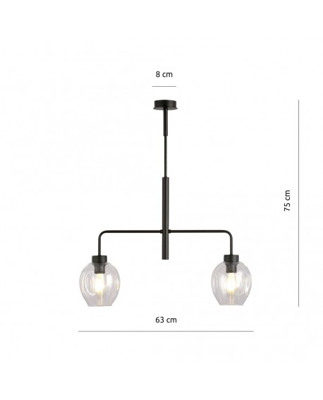 LAMPA SUFITOWA LUKKA 2-PUNKTOWA CZARNA/PRZEZROCZYSTA EMIBIG