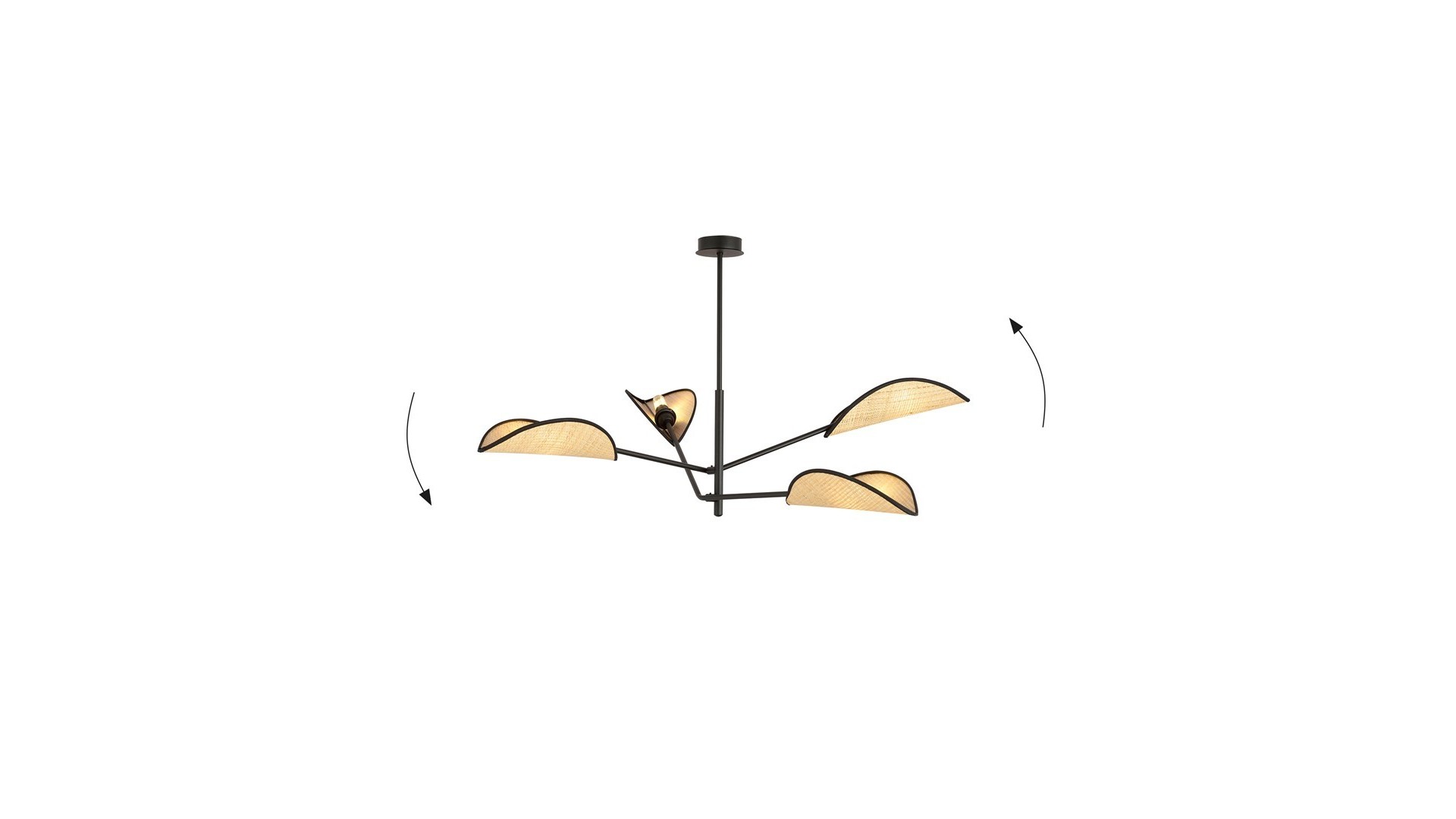 LAMPA SUFITOWA VENE 4-PUNKTOWA CZARNA/RATTANOWA EMIBIG
