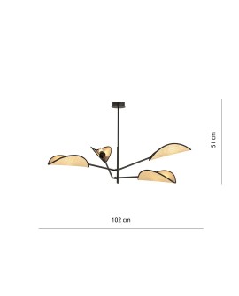 LAMPA SUFITOWA VENE 4-PUNKTOWA CZARNA/RATTANOWA EMIBIG